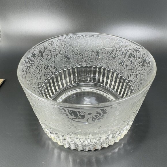 Antique Paden City Spring Orchard Ice Bucket Bowl Dish Clear Frosted Etched VTG - Picture 13 of 13